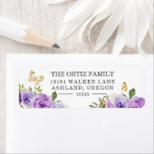 パープルウォーターカラーバラバタフライ差出人住所 ラベル (インサイチュ)