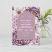 パープルウォーターカラーバラ&金ゴールドアーチ 招待状 (スタンド正面)