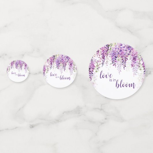 パープルウォーターカラーフジテリアブライダルシャワー コンフェッティ (正面)