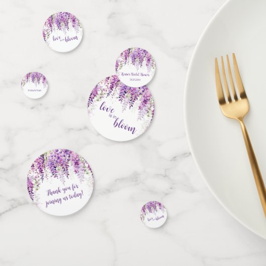 パープルウォーターカラーフジテリアブライダルシャワー コンフェッティ (グループ)