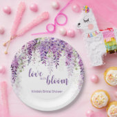 パープルウォーターカラーフジテリアブライダルシャワー ペーパープレート (パーティー)