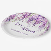 パープルウォーターカラーフジテリアブライダルシャワー ペーパープレート (アングル)