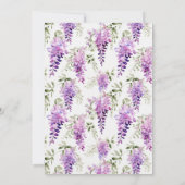 パープルウォーターカラーフジテリアブライダルシャワー 招待状 (裏面)