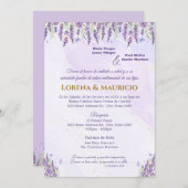 パープルウォーターカラーフラワーの結婚式招待状 招待状 (正面/裏面)