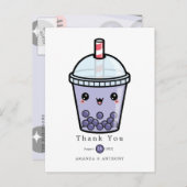 パープルウォーターカラーフラワーウェディング感謝ポストカード ポストカード (正面/裏面)