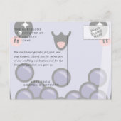 パープルウォーターカラーフラワーウェディング感謝ポストカード ポストカード (裏面)