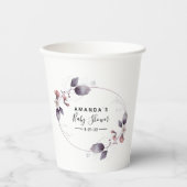 パープルウォーターカラーフラワーズベビーシャワー紙カップ 紙コップ (正面)