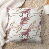パープルウォーターカラーフラワーズ装飾用クッション クッション (ブランケット)