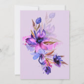 パープルウォーターカラーフローラアーチ婚約パーティ 招待状 (裏面)