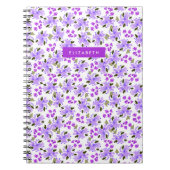 パープルウォーターカラーフローラガーデンパーソナライズされた ノートブック (正面)