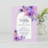 パープルウォーターカラーフローララベンダーアー結婚チーズ 招待状 (スタンド正面)