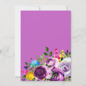 パープルウォーターカラーフローラルバーチャルバースデーパーティー 招待状 (裏面)