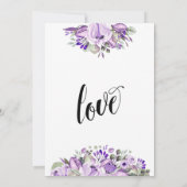 パープルウォーターカラーフローラル We Got Married タイポグラフィ 招待状 (裏面)