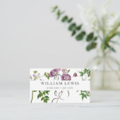 パープルウォーターカラーフローラ&グリーンプロフェッショナル 名刺 (スタンド正面)