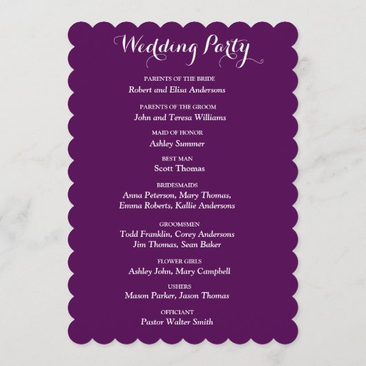 パープルウォーターカラーフローラ&シルバーグリッター結婚ズ プログラム (裏面)