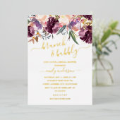 パープルウォーターカラーブランチ&バブリーブライダルシャワー 箔招待状 (立ち正面)