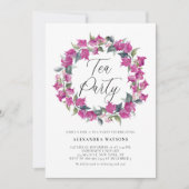 パープルウォーターカラーブーゲンビリアリースティーパーティー 招待状 (正面)