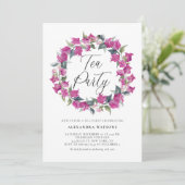 パープルウォーターカラーブーゲンビリアリースティーパーティー 招待状 (スタンド正面)