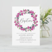 パープルウォーターカラーブーゲンビリアリースバプテスマ 招待状 (スタンド正面)