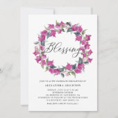 パープルウォーターカラーブーゲンビリアリース賛美ズ 招待状 (正面)
