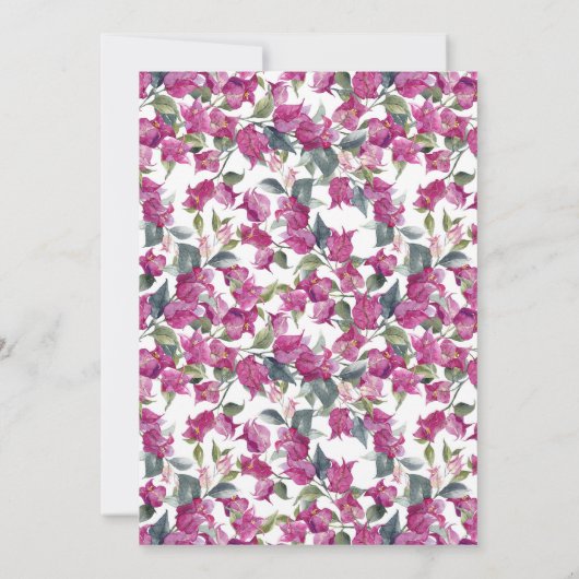 パープルウォーターカラーブーゲンビリアリース退職 招待状 (裏面)