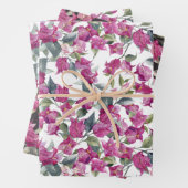 パープルウォーターカラーブーゲンビリーアパターンフローラ ラッピングペーパーシート (インサイチュ)