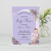 パープルウォーターカラーベビーシャワー招待状 招待状 (スタンド正面)