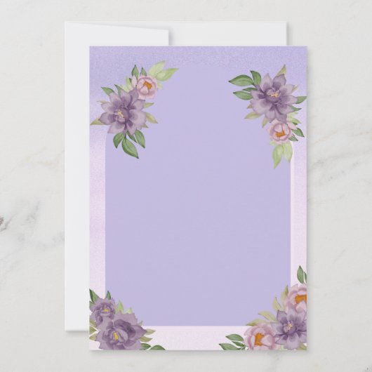 パープルウォーターカラーベビーシャワー招待状 招待状 (裏面)