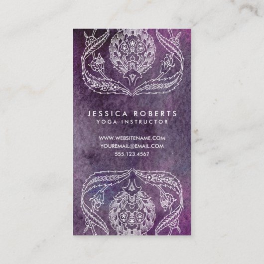 パープルウォーターカラーボヘミアンフローラ 名刺 (裏面)