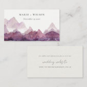 パープルウォーターカラーマウンテンレイク結婚スのウェブサイト エンクロージャーカード (正面/裏面)