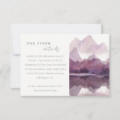 パープルウォーターカラーマウンテンレイク結婚ス詳細 招待状 (正面)