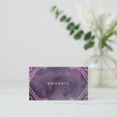 パープルウォーターカラーヨガ先生ナマステ 名刺 (スタンド正面)