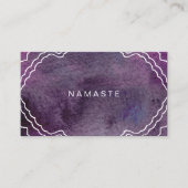 パープルウォーターカラーヨガ先生ナマステ 名刺 (正面)