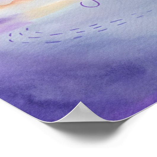 パープルウォーターカラーラブ引用文プリントウィットウォールアート ポスター (角)