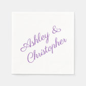 パープルウォーターカラーワイルドフラワーカクテルパーティー スタンダードカクテルナプキン (正面)