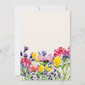 パープルウォーターカラーワイルドフラワーズフローラブライダルシャワー 招待状 (裏面)