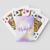 パープルウォーターカラー抽象芸術ガーリーラグジュアリーモノグラム トランプ (裏面)