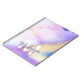 パープルウォーターカラー抽象芸術ガーリーラグジュアリーモノグラム ノートブック (左側)