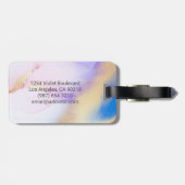 パープルウォーターカラー抽象芸術ガーリーラグジュアリーモノグラム ラゲッジタグ (裏面横)