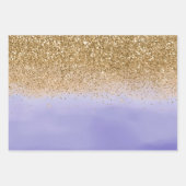 パープルウォーターカラー金ゴールドグラムグリッター ラッピングペーパーシート (正面)