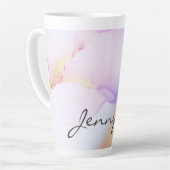パープルウォーターカラー金ゴールドラグジュアリーパーソナライズされたネーム カフェラテマグ (左アングル)