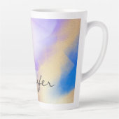 パープルウォーターカラー金ゴールドラグジュアリーパーソナライズされたネーム カフェラテマグ (右)