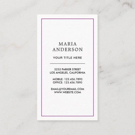 パープルウォーターカラー香水ボトル 名刺 (裏面)