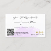 パープルウォーターカラー&金ゴールドネイルサロンアポイントメント 名刺 (裏面)