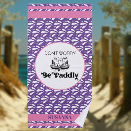 パープルウォーターストライプパターンレトロカヌートター名 ビーチタオル