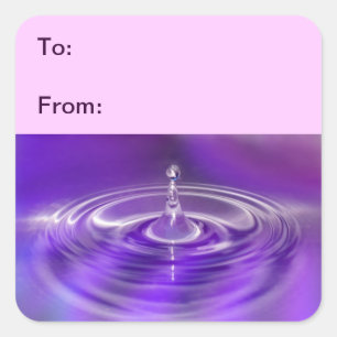 パープルウォータードロップギフトラベルシール スクエアシール