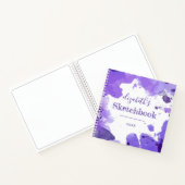 パープルウォーターパーソナライズされたカラーアーティストのスケッチブック ノートブック (内部)