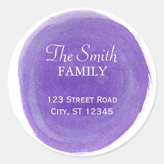 パープルウォーター差出人住所ラウンドステッカー ラウンドシール (正面)