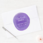 パープルウォーター差出人住所ラウンドステッカー ラウンドシール (封筒)