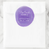 パープルウォーター差出人住所ラウンドステッカー ラウンドシール (バッグ)